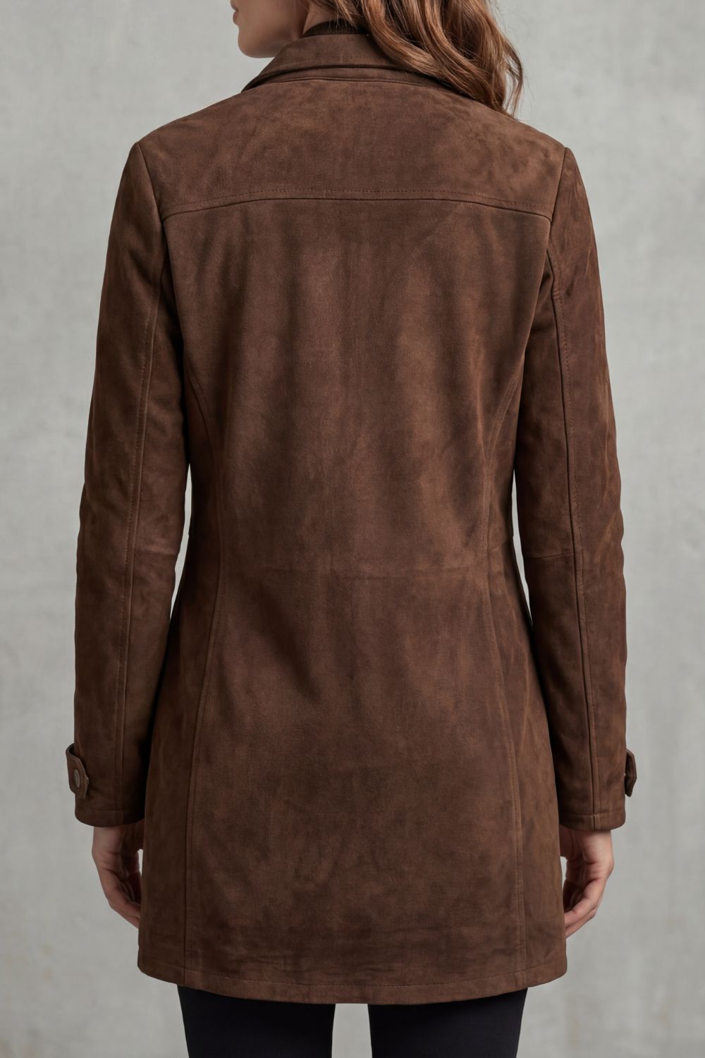 Women's Suede Longline Coat for Everyday Wear