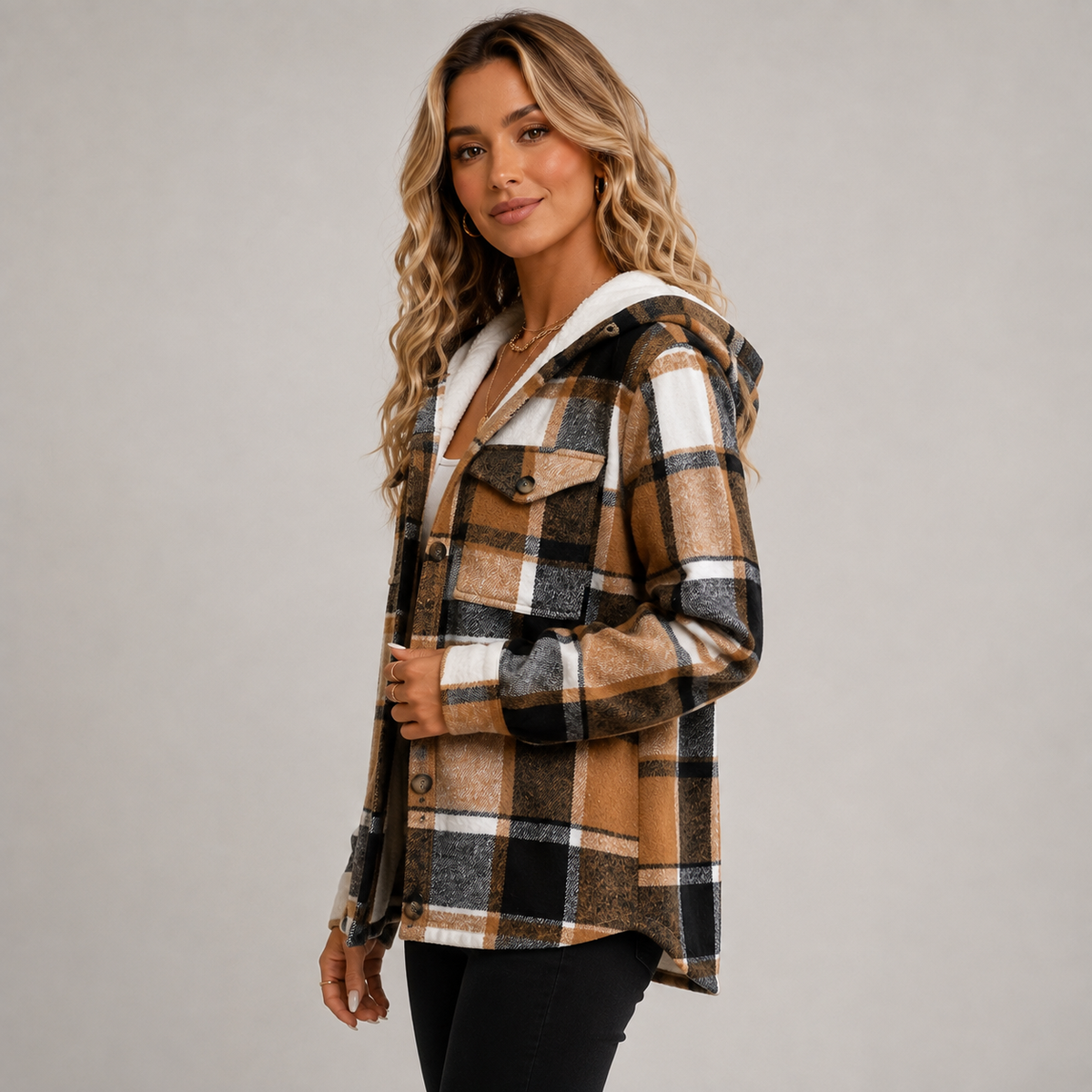 Women's Fleece Coat with Hood for Weekend Wear