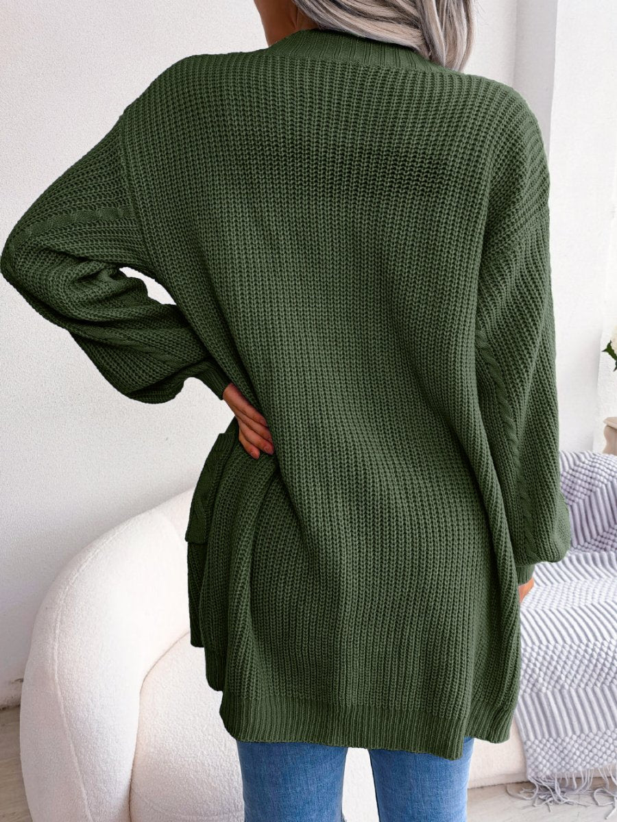 Women's Oversized Cable Knit Cardigan with Pockets
