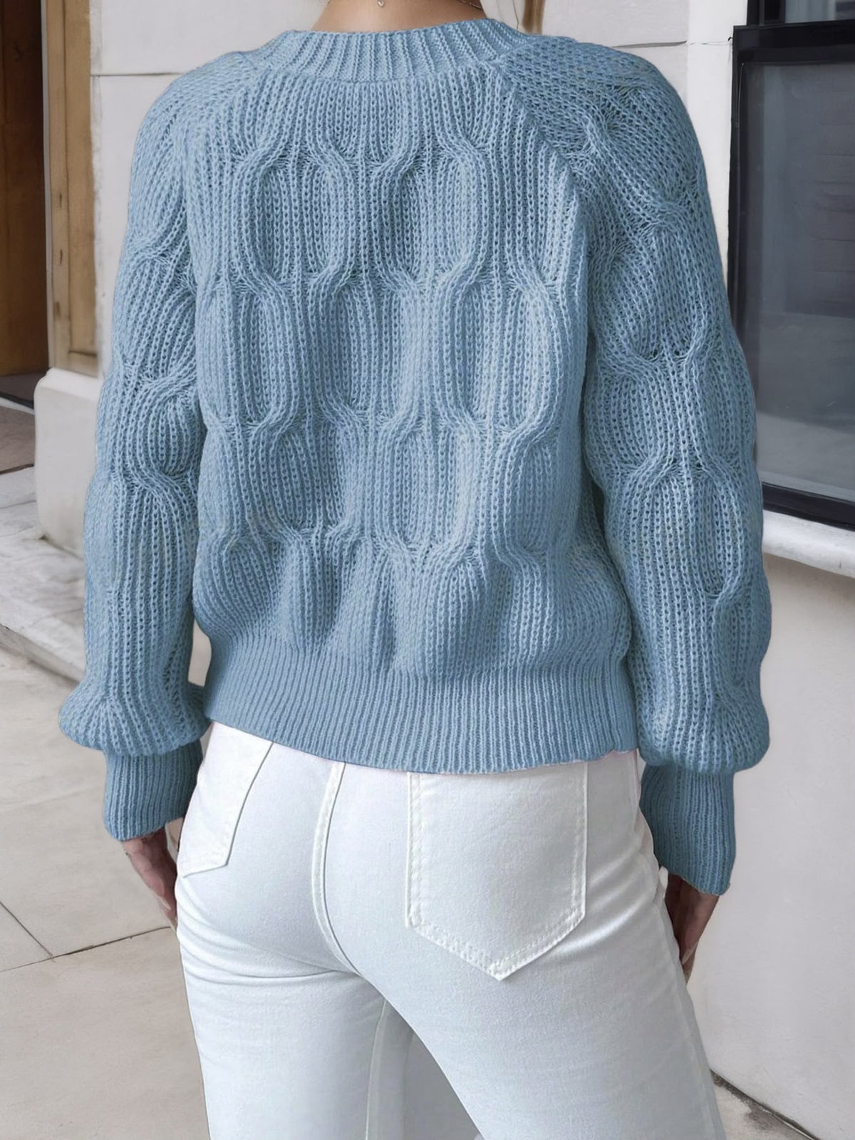 Women's Cable Knit Cardigan with Bow