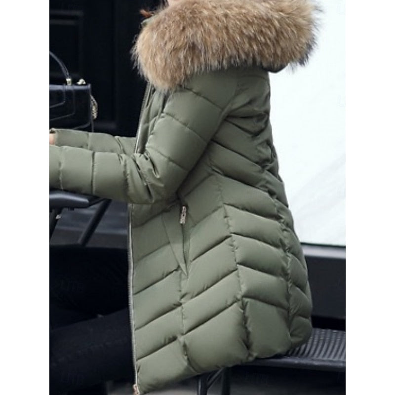 Women's Hooded Quilted Winter Parka Coat
