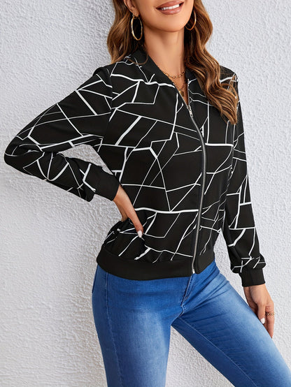 Women's Geometric Print Jacket for Casual Outings