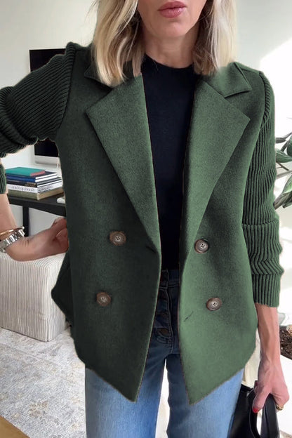Women's Classic Knit Blazer with Double-Breasted Front