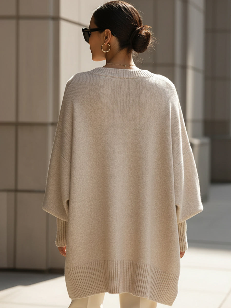 Women's Oversized Sweater with Asymmetrical Hem