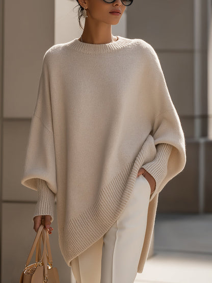 Women's Oversized Sweater with Asymmetrical Hem