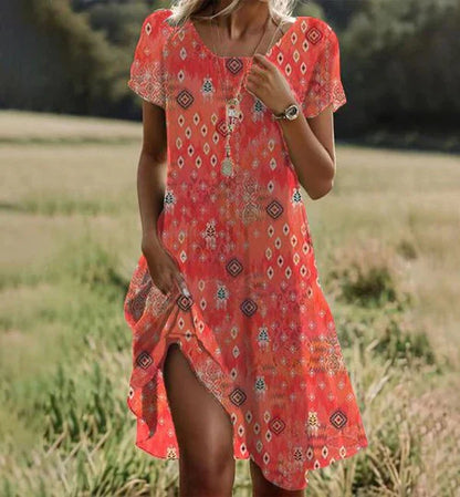 Women's Orange Midi Dress for Summer Outings