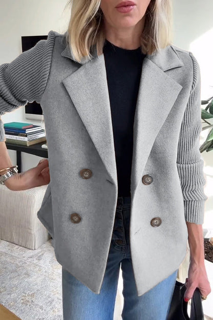 Women's Classic Knit Blazer with Double-Breasted Front