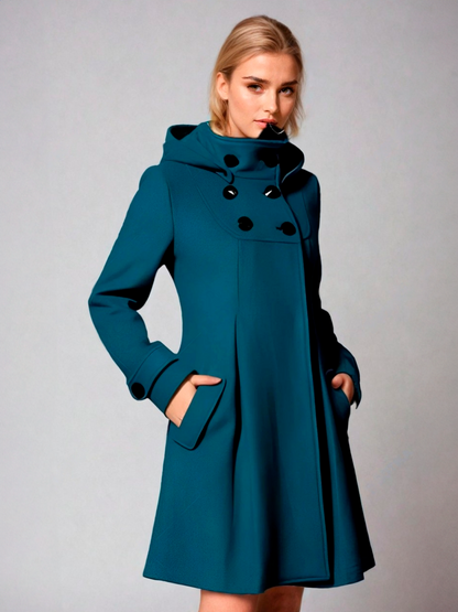 Women's A-Line Coat with Funnel Neck for Office