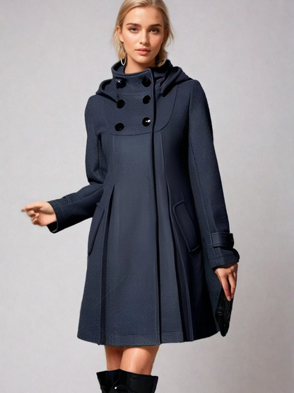 Women's A-Line Coat with Funnel Neck for Office