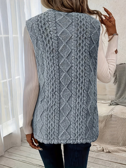 Women's Textured Sleeveless Vest for Winter Layering