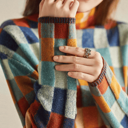 Women's Patchwork Knit Turtleneck for Weekend Wear