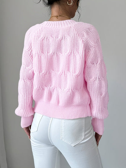 Women's Cable Knit Cardigan with Bow