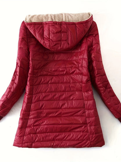 Women's Quilted Longline Coat with Full Zip