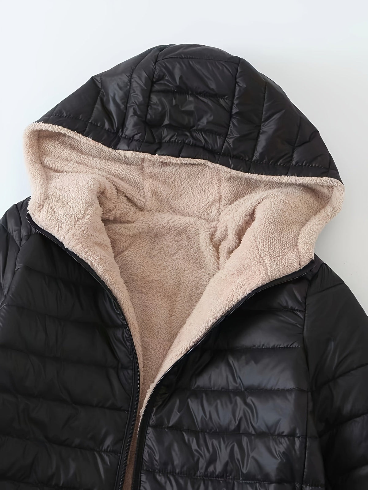 Women's Quilted Longline Coat with Full Zip