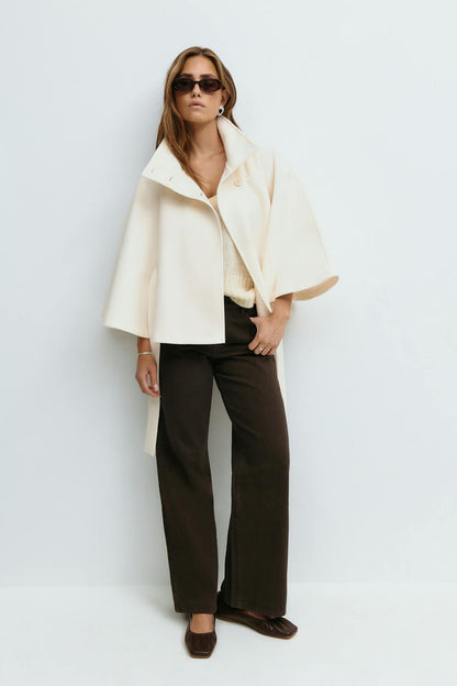 Women's Cape-Sleeve Belted Coat for Evening