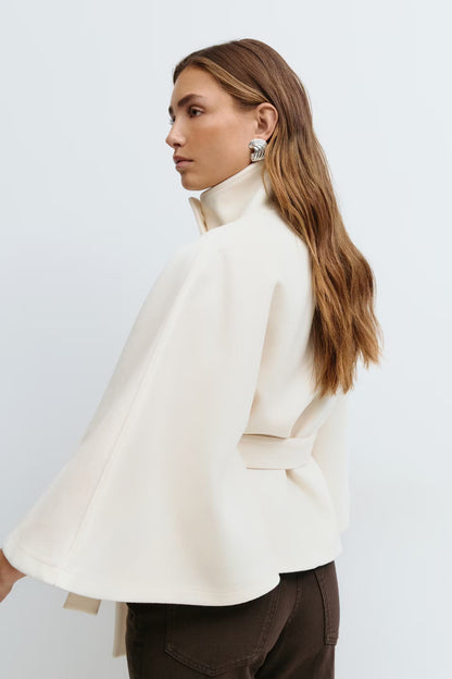 Women's Cape-Sleeve Belted Coat for Evening