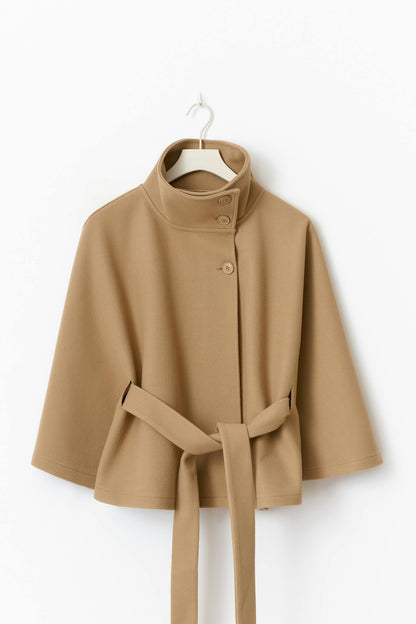 Women's Cape-Sleeve Belted Coat for Evening