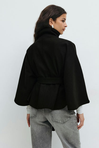 Women's Cape-Sleeve Belted Coat for Evening
