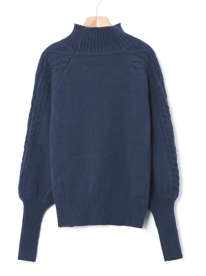 Women's Relaxed Cable-Texture Half-Collar Jumper
