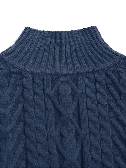 Women's Relaxed Cable-Texture Half-Collar Jumper