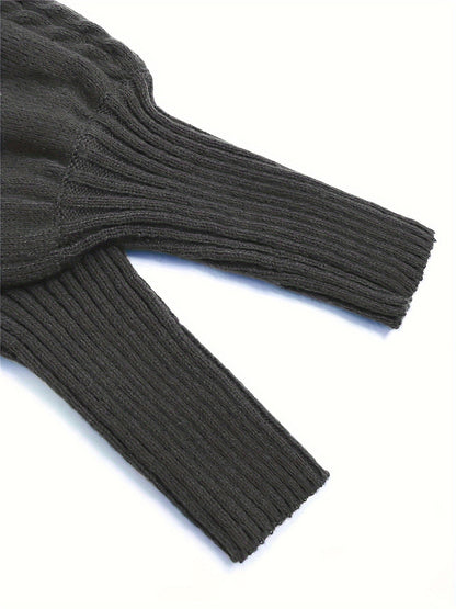Women's Relaxed Cable-Texture Half-Collar Jumper