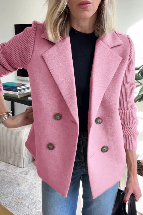 Women's Classic Knit Blazer with Double-Breasted Front