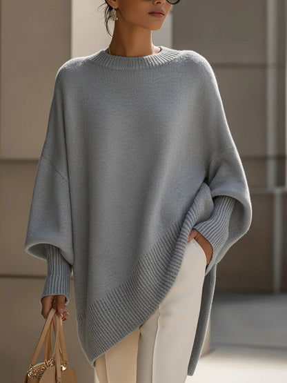 Women's Oversized Sweater with Asymmetrical Hem