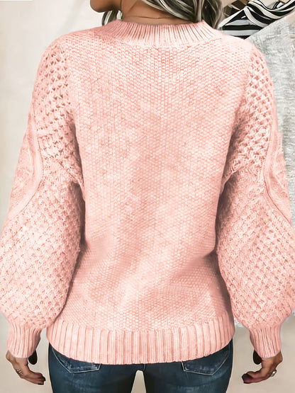 Women's Textured Knit Jumper Lantern Sleeve