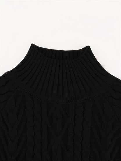 Women's Relaxed Cable-Texture Half-Collar Jumper