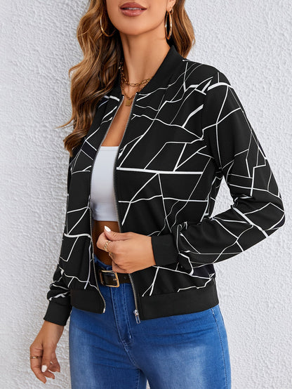 Women's Geometric Print Jacket for Casual Outings