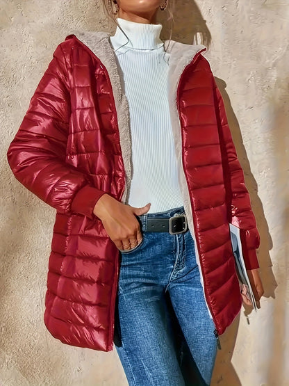 Women's Quilted Longline Coat with Full Zip