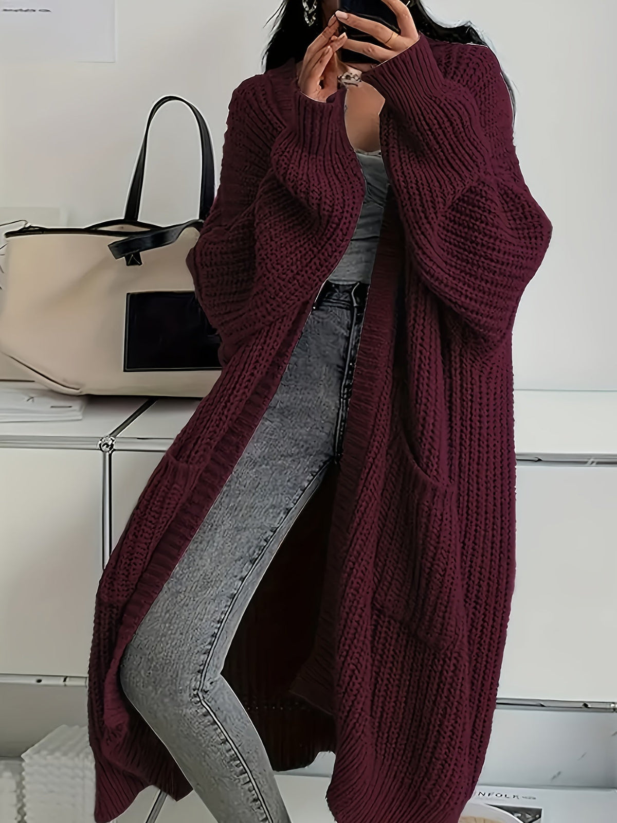 Women's Relaxed Cardigan with Buttons for Office