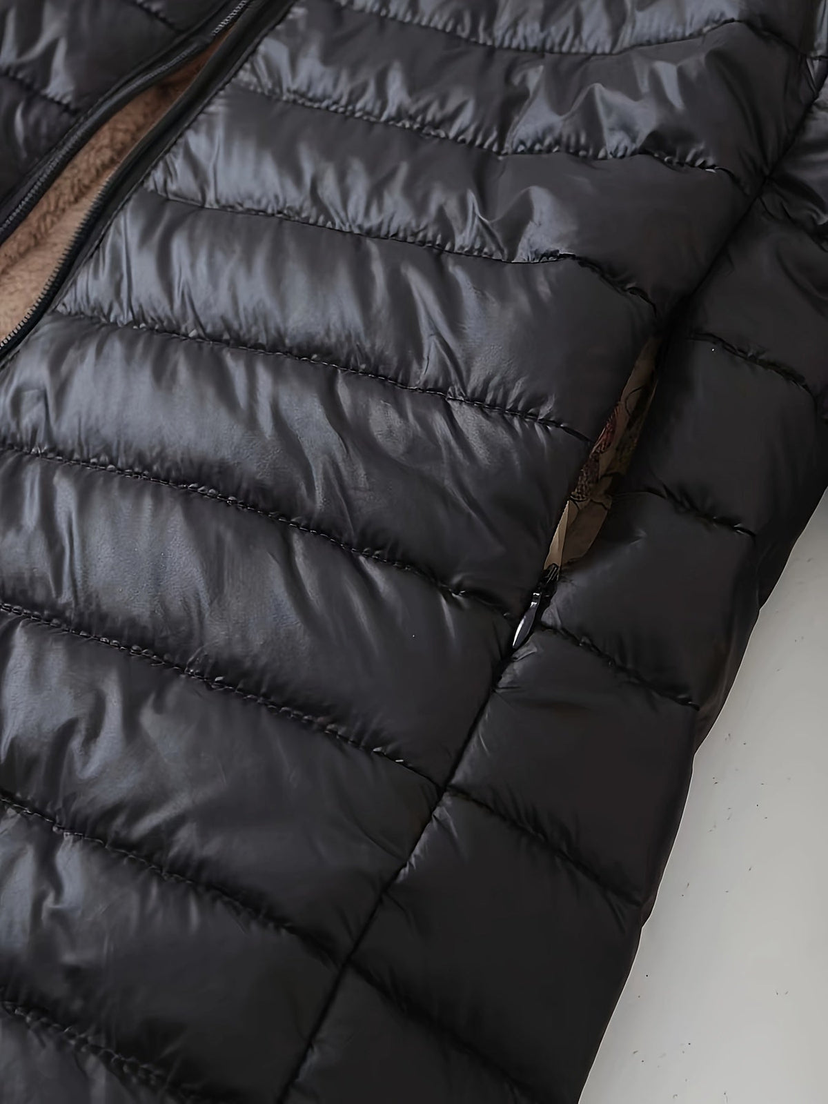 Women's Quilted Longline Coat with Full Zip
