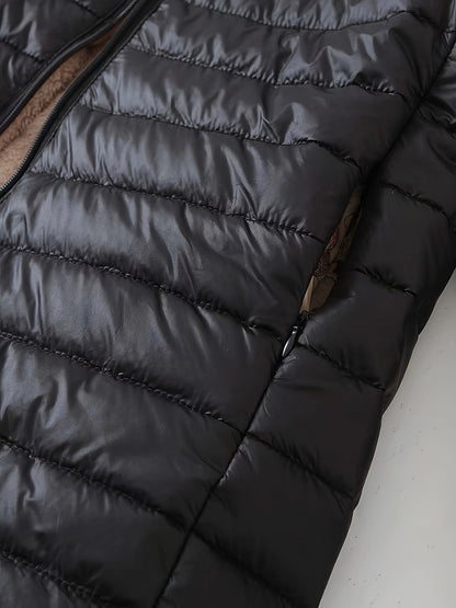 Women's Quilted Longline Coat with Full Zip