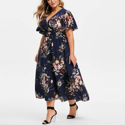 Women's Floral A-Line Midi Dress for Travel