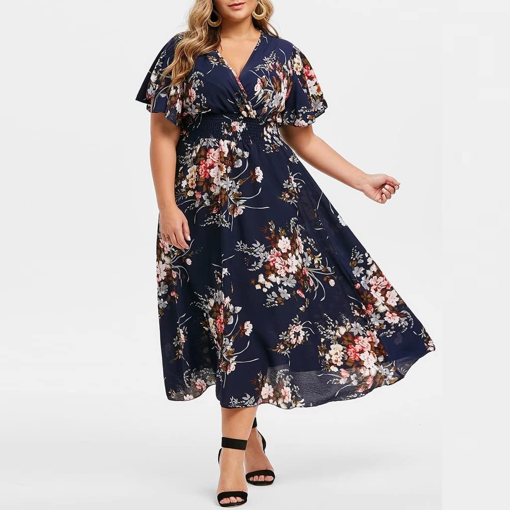 Women's Floral A-Line Midi Dress for Travel