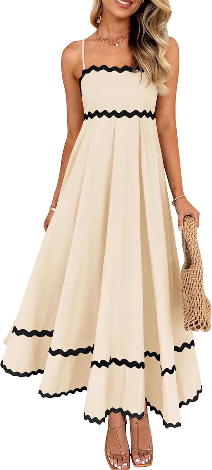 Women's Fluid Midi Dress with Smocked Back