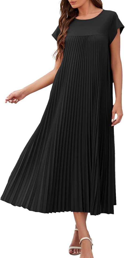 Women's Pleated Long Dress for Summer Travel
