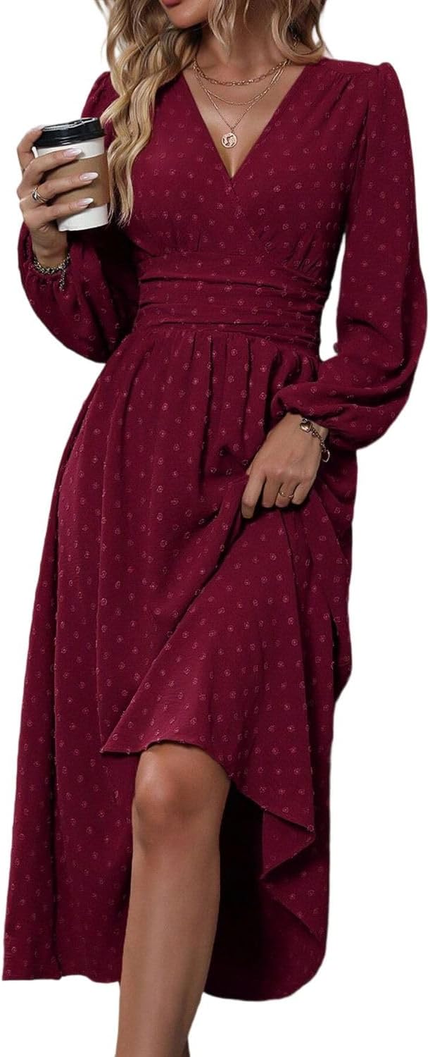 Women's Midi Dress with High Waist for Weddings