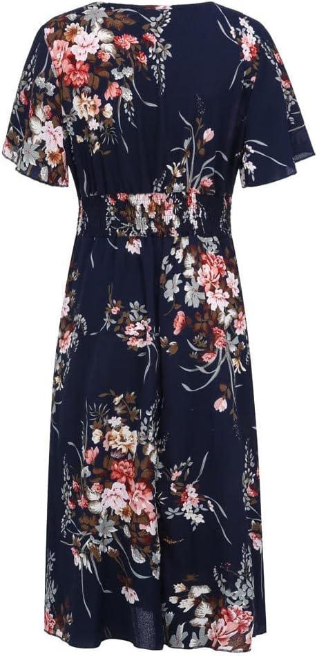 Women's Floral A-Line Midi Dress for Travel