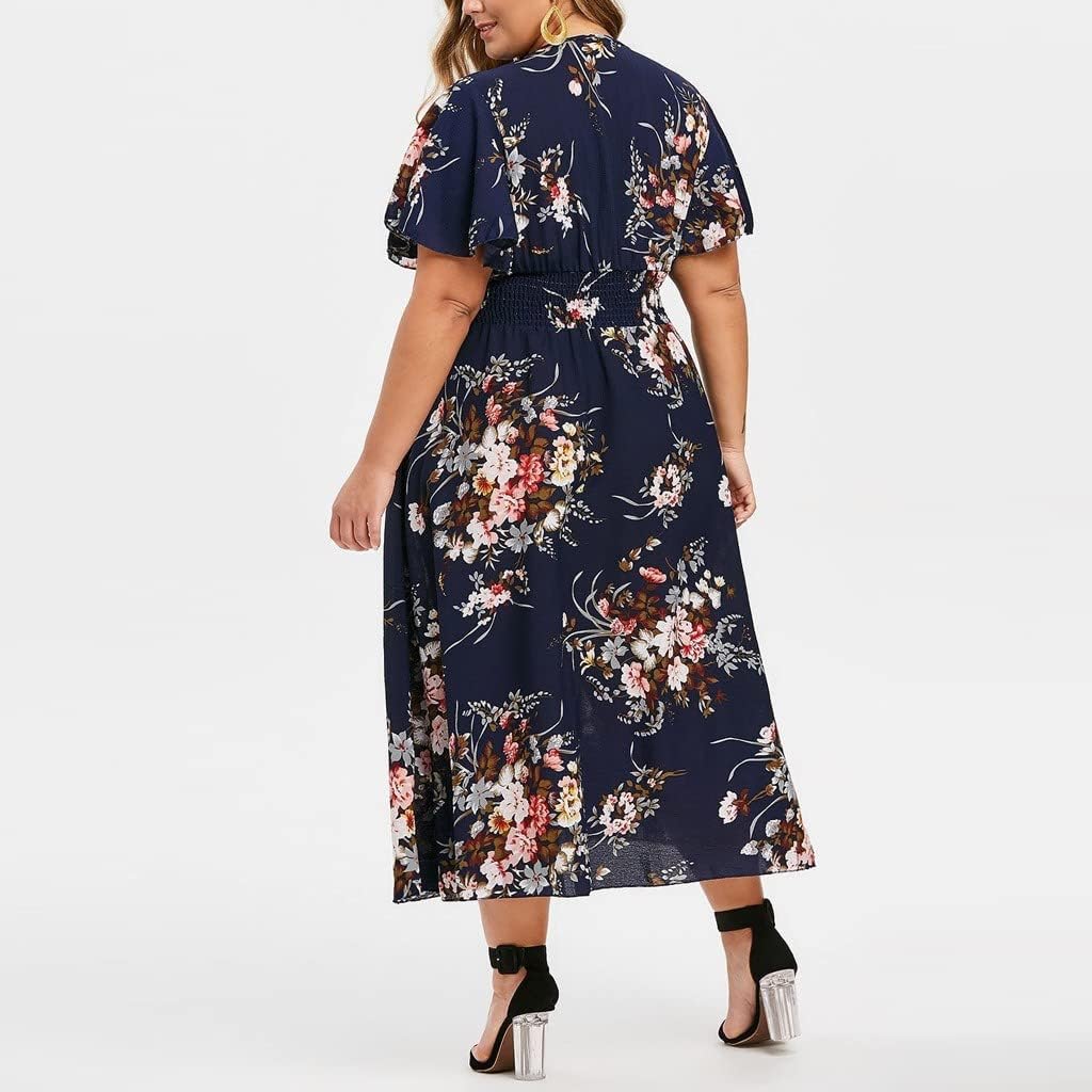 Women's Floral A-Line Midi Dress for Travel