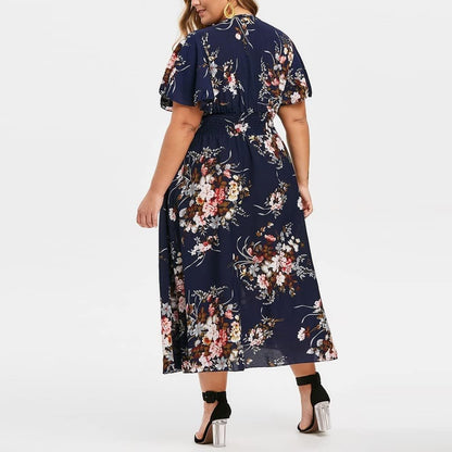 Women's Floral A-Line Midi Dress for Travel