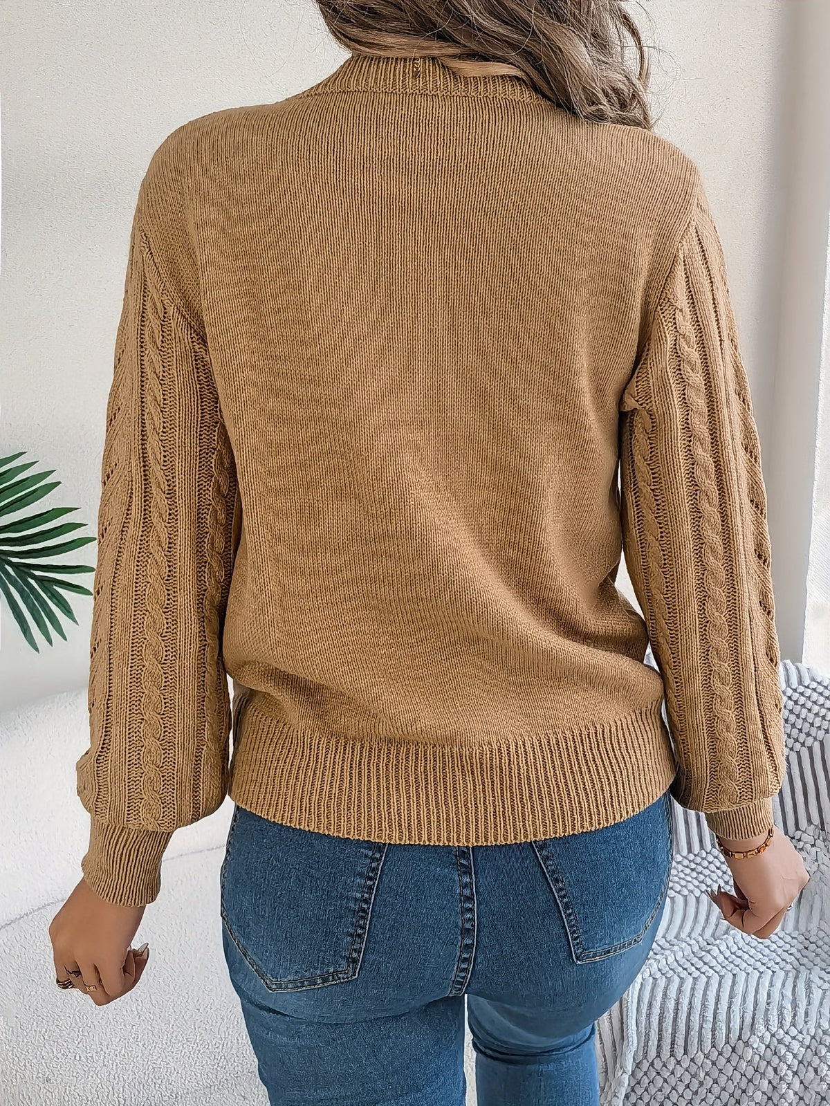 Women's Cable-Knit Textured Relaxed Sweater
