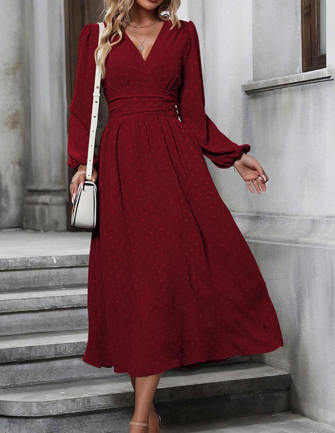 Women's Midi Dress with High Waist for Weddings
