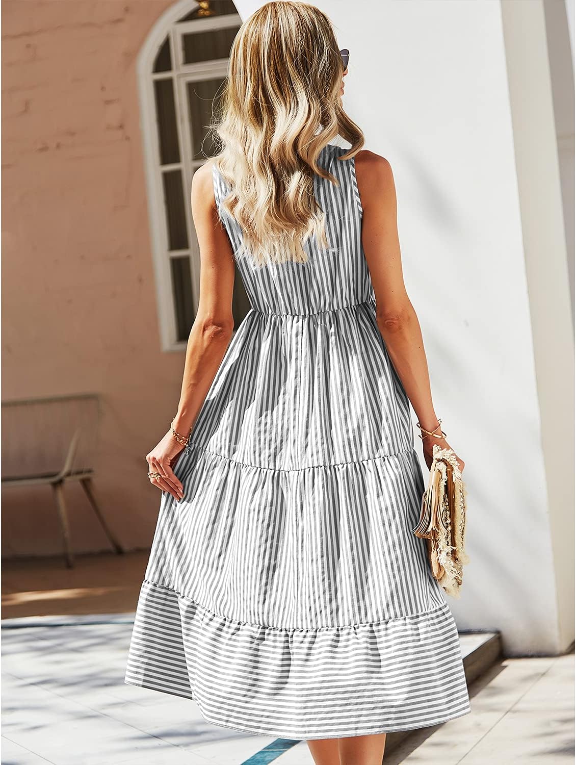Women's Casual Stripe Midi Dress for Warm Days