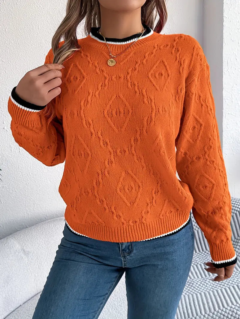 Women's Striped Knit Jumper for Smart Casual