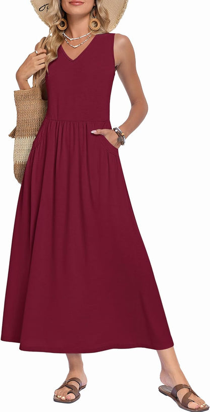 Women's Flowing A-Line Maxi Dress for Beach Days