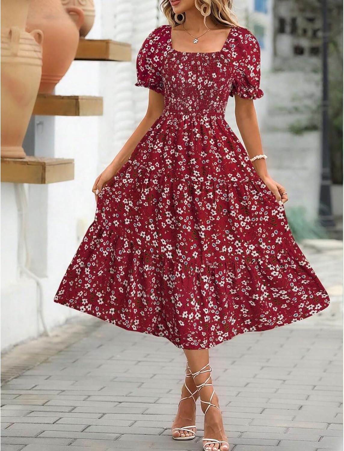 Women's Floral Mini Dress with Tied Waist