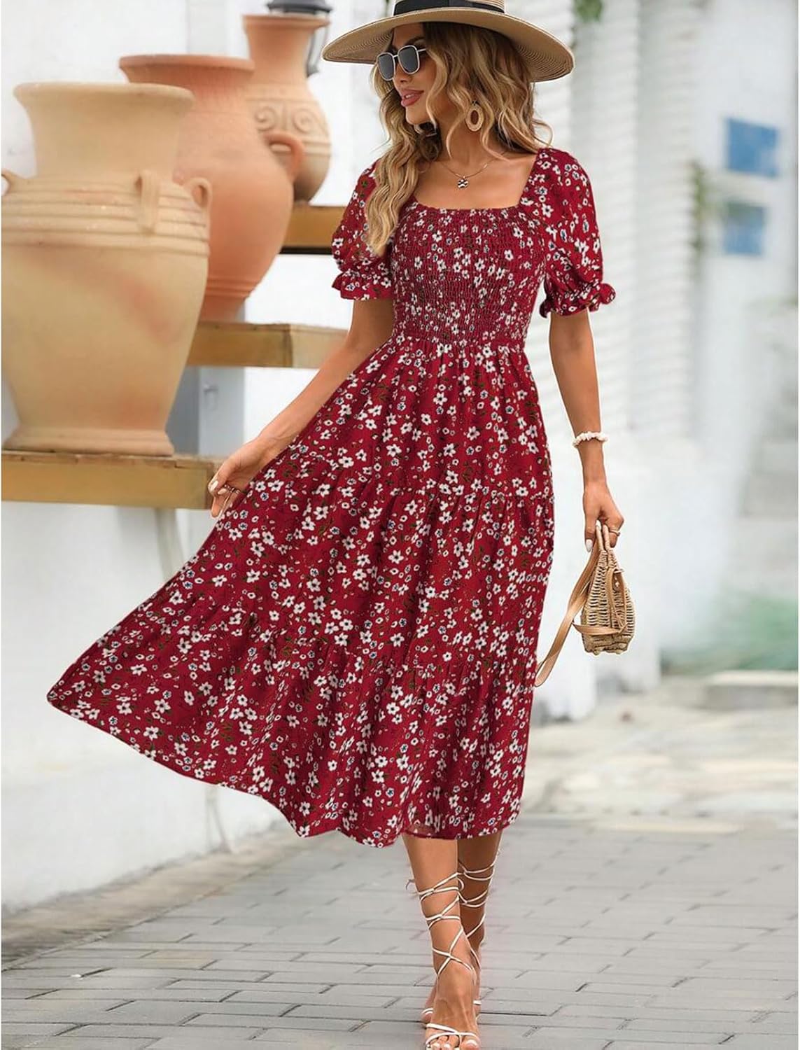 Women's Floral Mini Dress with Tied Waist