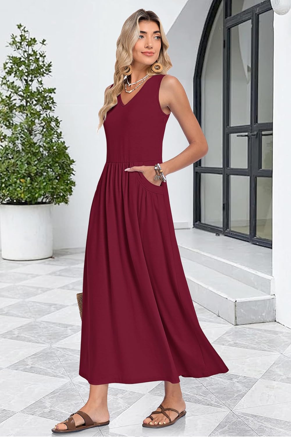 Women's Flowing A-Line Maxi Dress for Beach Days
